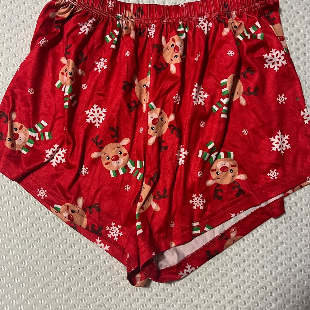 Red Reindeer Print Shorts
